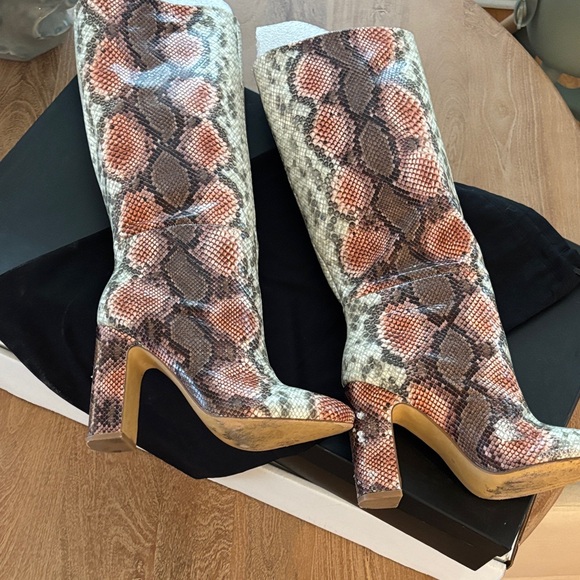 LPA Knee-High Greta Boots in Multi Snake Print - Picture 2 of 4